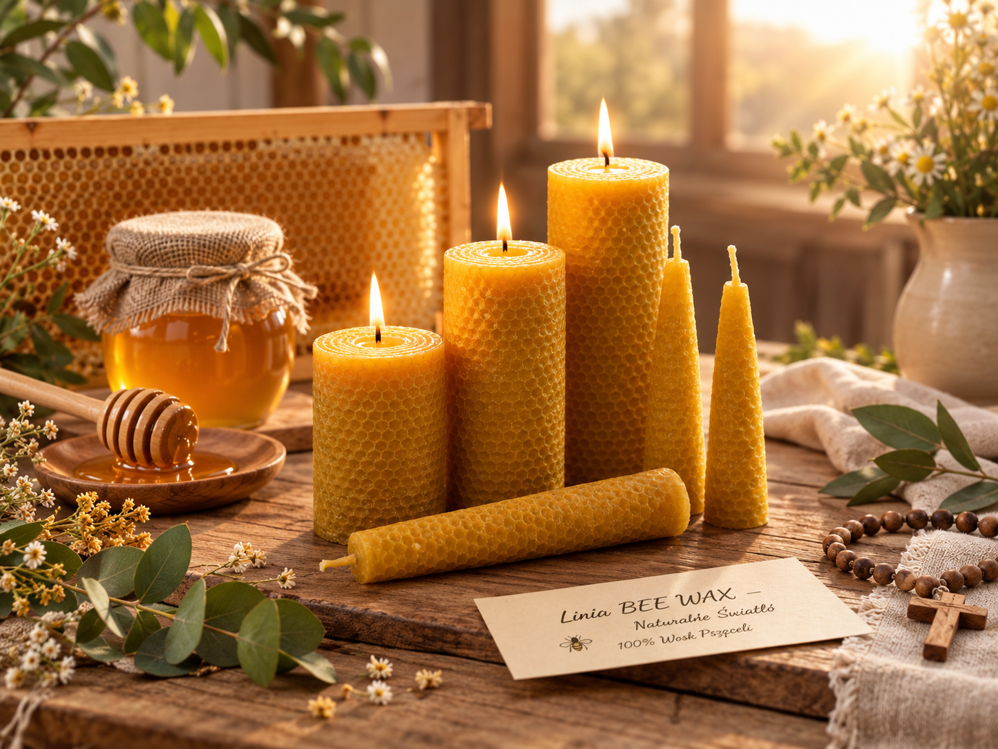 Świece woskowe – Linia BEE WAX – naturalne światło z wosku pszczelego